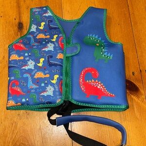 Swimming Aid Vest Dinosaur Print med/large 33 to 55 pounds 22” chest